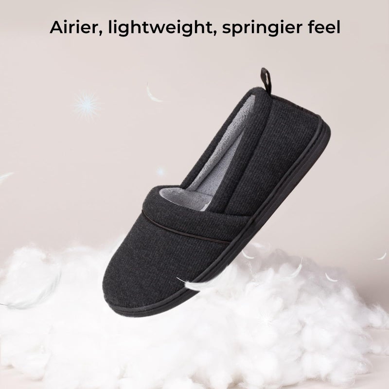 HomeTop Women's Comfy Loafer Slippers Lightweight Memory Foam Non-slip Indoor House Shoes (7 B(M) US, Black) - Image 5